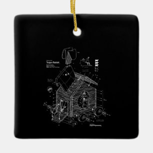 Ornamento De Cerâmica Engraçado cavalo de Troia Blueprint Rabbit