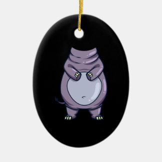 Ornamento De Cerâmica Engraçado Corpo Hippo Sem Cabeça Halloween Fumaça