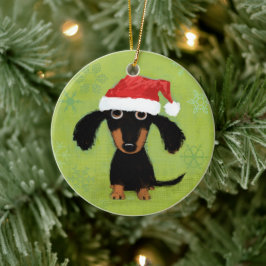 Ornamento De Cerâmica Engraçado Dachshund Santa Clause Wiener Dog Natal
