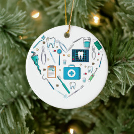 Ornamento De Cerâmica Engraçado Dentista Dental Tool Heart