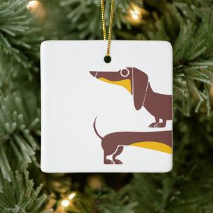 Ornamento De Cerâmica Engraçado e fofo dachshund para os pais de cães lo
