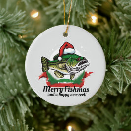 Ornamento De Cerâmica Engraçado Feliz Natal Papais noeis de pesca