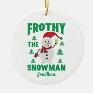 Ornamento De Cerâmica Engraçado Frothy O Neve Personalizado