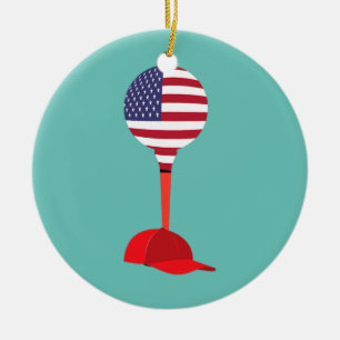 Ornamento De Cerâmica Engraçado Golfing roupa de Boné de de Baseball