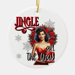 Ornamento De Cerâmica Engraçado Jingle em todo o caminho Pinup da Vintag