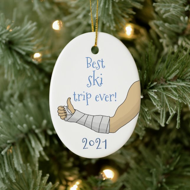 Ornamento De Cerâmica Engraçado melhor viagem de esqui de todos! Braço q (Árvore)