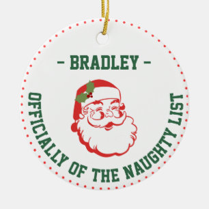 Ornamento De Cerâmica Engraçado nome de Natal, lista de idiotas