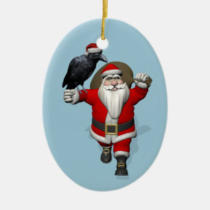 Ornamento De Cerâmica Engraçado Papai Noel ama Ravens