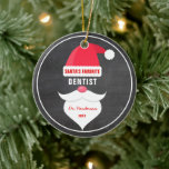 Ornamento De Cerâmica Engraçado Papai noel de Natal Favorito Personaliza<br><div class="desc">Diga a todos que Papai noel é Dentista favorito. O pedido contém um Chapéu do Pai Natal, bigode, barba e texto que diz Dentista "Favorito dos Papais noeis", mas você pode mudar isso para qualquer um. . . . Irmão, Irmã, Mãe, Chefe, Tio, Pai, Tia, Amigo, Engenheiro, Cachorro, etc. Personalize...</div>