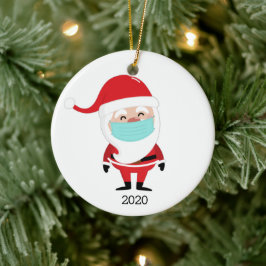 Ornamento De Cerâmica Engraçado Papai Noel Vestindo Facemask 2020 Natal