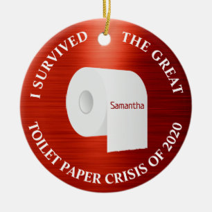 Ornamento De Cerâmica Engraçado Papel de Banheiro 2020 Vermelho Natal C