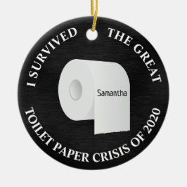 Ornamento De Cerâmica Engraçado Papel higiênico 2020 Natal preto