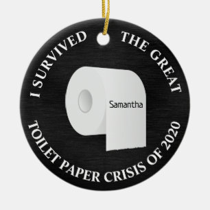 Ornamento De Cerâmica Engraçado Papel higiênico 2020 Natal preto