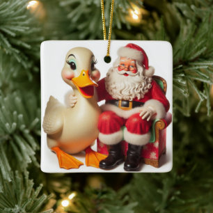Ornamento De Cerâmica Engraçado Pequim Pato de Natal
