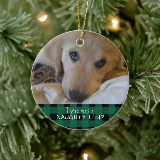 Ornamento De Cerâmica Engraçado Pet NAUGHTY OU Xadrez Verde Búfalo (Árvore)