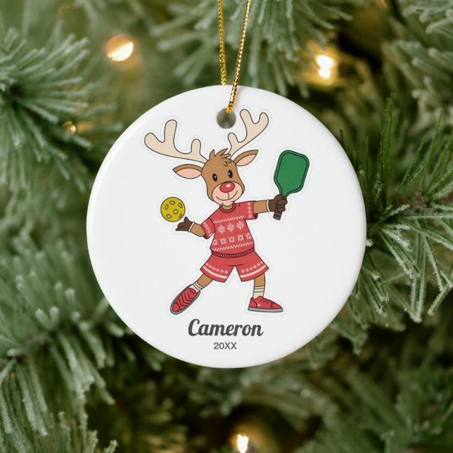 Ornamento De Cerâmica Engraçado Realizador de Pickleball de Natal, Foto  (Árvore)