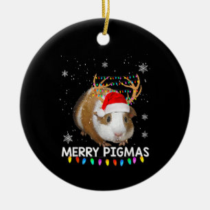 Ornamento De Cerâmica Engraçado Reindeer Guiné Pig Natal
