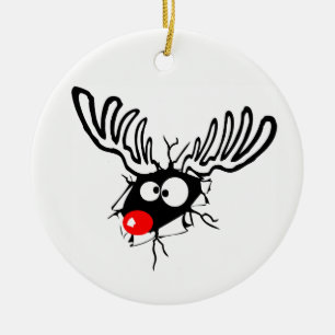 Ornamento De Cerâmica Engraçado, Rudolph, o desenho animado de Natal