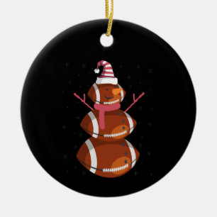 Ornamento De Cerâmica Engraçado Rugby Snowman Natal Ano Novo