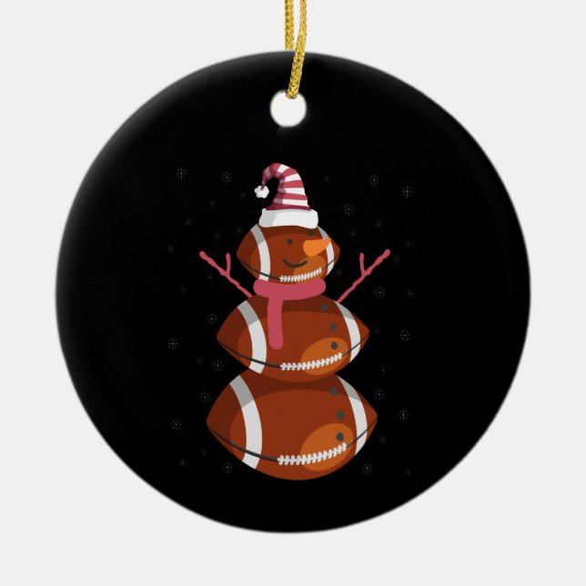 Ornamento De Cerâmica Engraçado Rugby Snowman Natal Ano Novo (Frente)