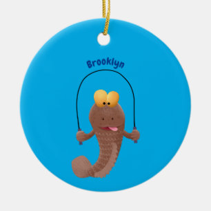 Ornamento De Cerâmica Engraçado saltando desenho de peixe