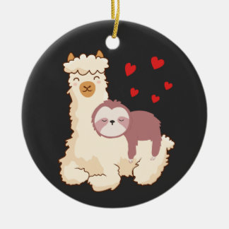 Ornamento De Cerâmica Engraçado Sloth Riding Lama Shirt Engraçado Alpaca