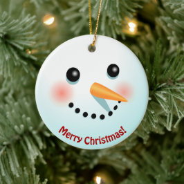 Ornamento De Cerâmica Engraçado Snowman Face Com Carrot Nose