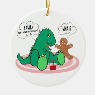 Ornamento De Cerâmica Engraçado T Rex Dinossauro Gingerbread Cookie Nat