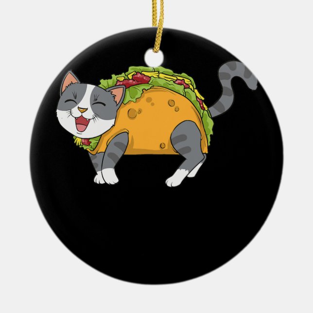 Ornamento De Cerâmica Engraçado Taco Gato Comida mexicano Meninos jovens (Frente)