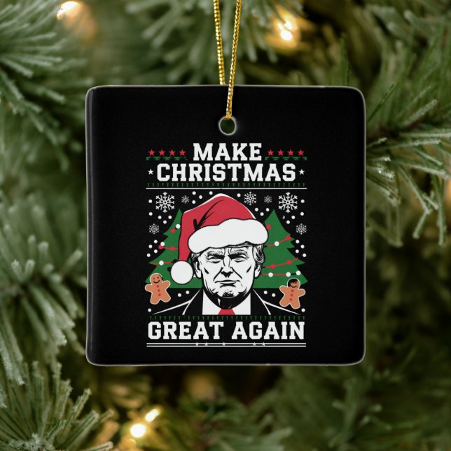 Ornamento De Cerâmica Engraçado Trump 2024 Faça Excelente de Natal novam (Árvore)