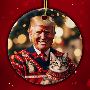 Ornamento De Cerâmica Engraçado Trump Donald Trump Torna Os Gatos Segu