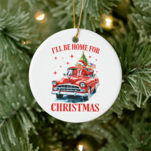 Ornamento De Cerâmica Engraçado Trump Santa Hat Eu estarei em casa no Na