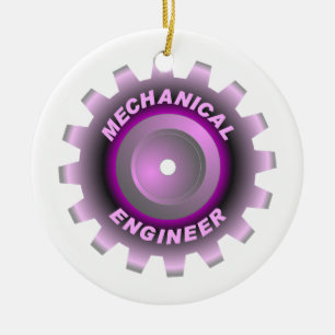 Ornamento De Cerâmica Engrenagem mecânica de Engenheiro rosa