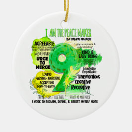 Ornamento De Cerâmica Enneagram Tipo 9 - Sou O Criador Da Paz