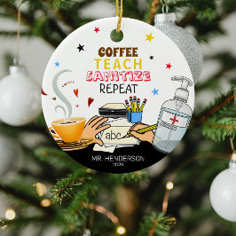 Ornamento De Cerâmica Ensino de Café Bonito Sanitiza Professor Natal