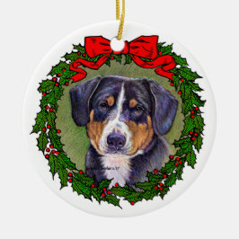 Ornamento De Cerâmica Entlebucher Mountain Dog Art de Glenda Harlan