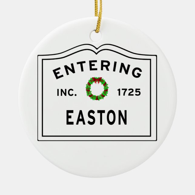 Ornamento De Cerâmica Entrando no Massachusetts Town Marshfield (Frente)