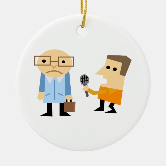 Ornamento De Cerâmica Entrevista de Notícias (Frente)