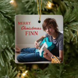 Ornamento De Cerâmica Entusiasta de Violão Feliz de Natal