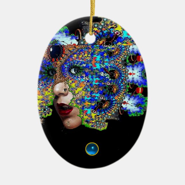 Ornamento De Cerâmica EPHEMERAL, Rua Vermelha, Espírito Azul (Frente)