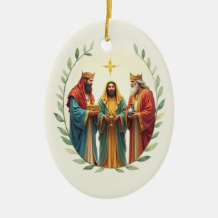 Ornamento De Cerâmica Epifania Três Reis Magos Paz de Deus Bênção