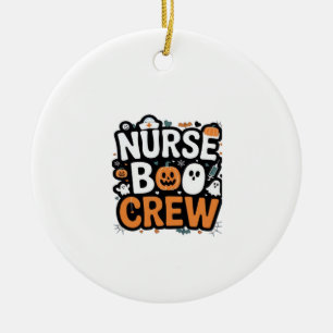 Ornamento De Cerâmica Equipe da Enfermeira Boo  Halloween Herói da Saúde