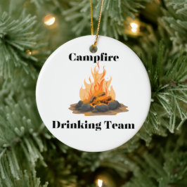 Ornamento De Cerâmica Equipe de Bebendo de Campfire