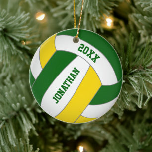 Ornamento De Cerâmica equipe de esporte de ouro verde prepara voleibol m