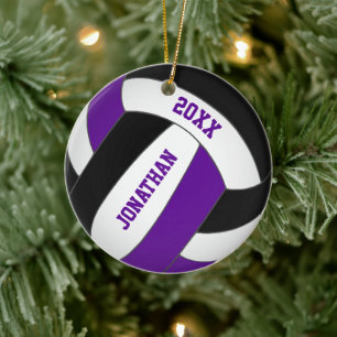 Ornamento De Cerâmica equipe de esportes pretos roxos cor voleibol mascu