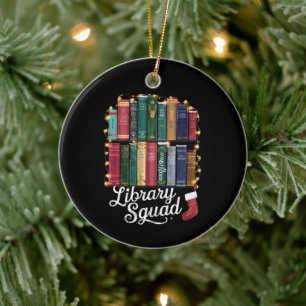 Ornamento De Cerâmica Equipe de Leitores de Livros de Natal da Equipe da