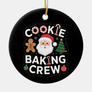 Ornamento De Cerâmica Equipe de Preparo de Biscoitos de Natal Natal em F