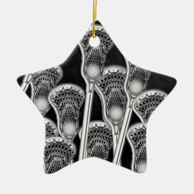 Ornamento De Cerâmica Equipe de Presente de Lacrosse Laranja (Frente)