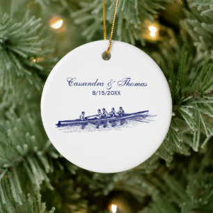 Ornamento De Cerâmica Equipe de Remo Remadores de Remo Azul Esportes Aqu