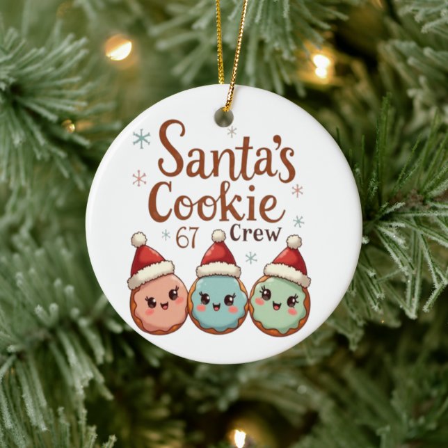 Ornamento De Cerâmica Equipe do Biscoito do Papai Noel 67 (Árvore)